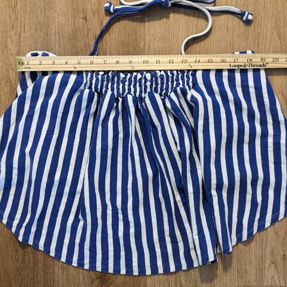 Free People NWOT Coastal Town Halter Top in Blue & White sz LRG - Picture 7 of 12